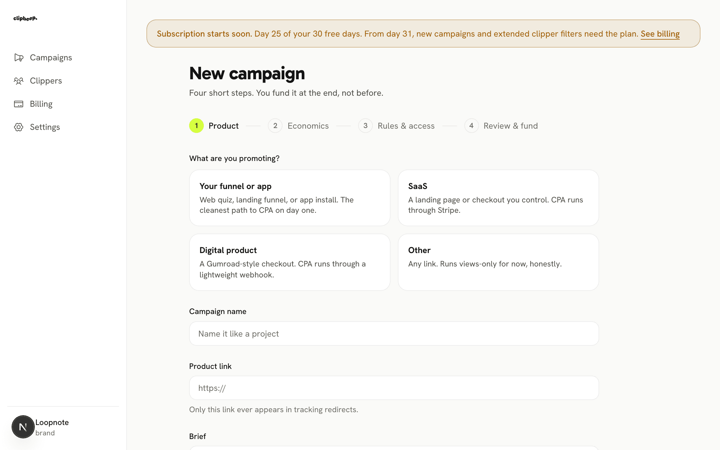Fund the brief - product walkthrough